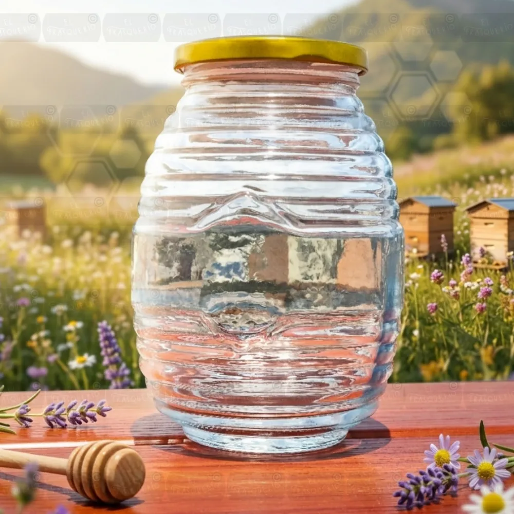 Frasco mielero 750 ml ambientado campo mielero marca de agua