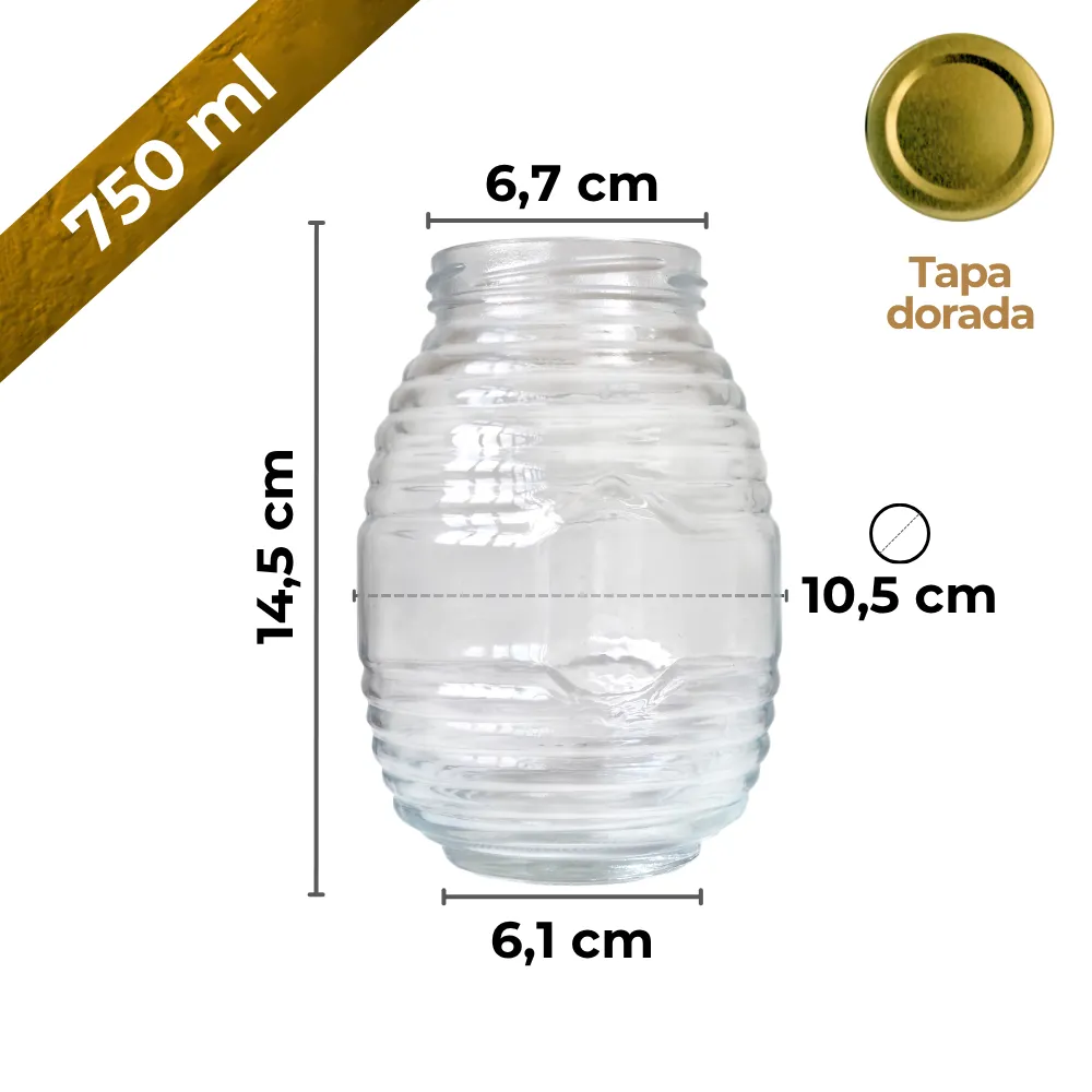 Frasco mielero 750 ml capacidad y medidas