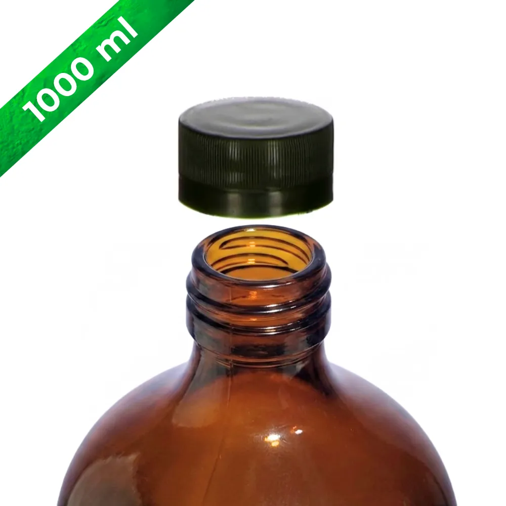 Home 63 Botella de vidrio 1000 ml ambar tapa rosca enfoque rosca