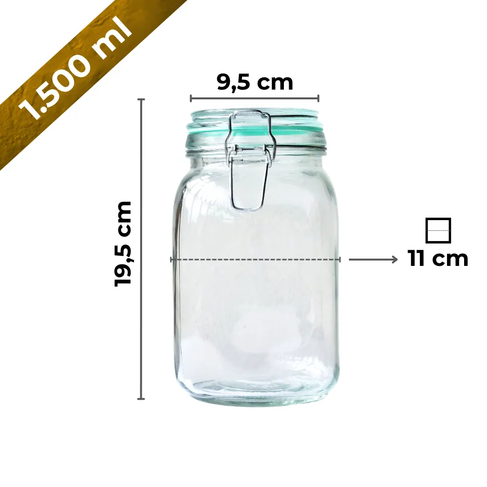 Frasco hermetico 1500 ml capacidad y medidas