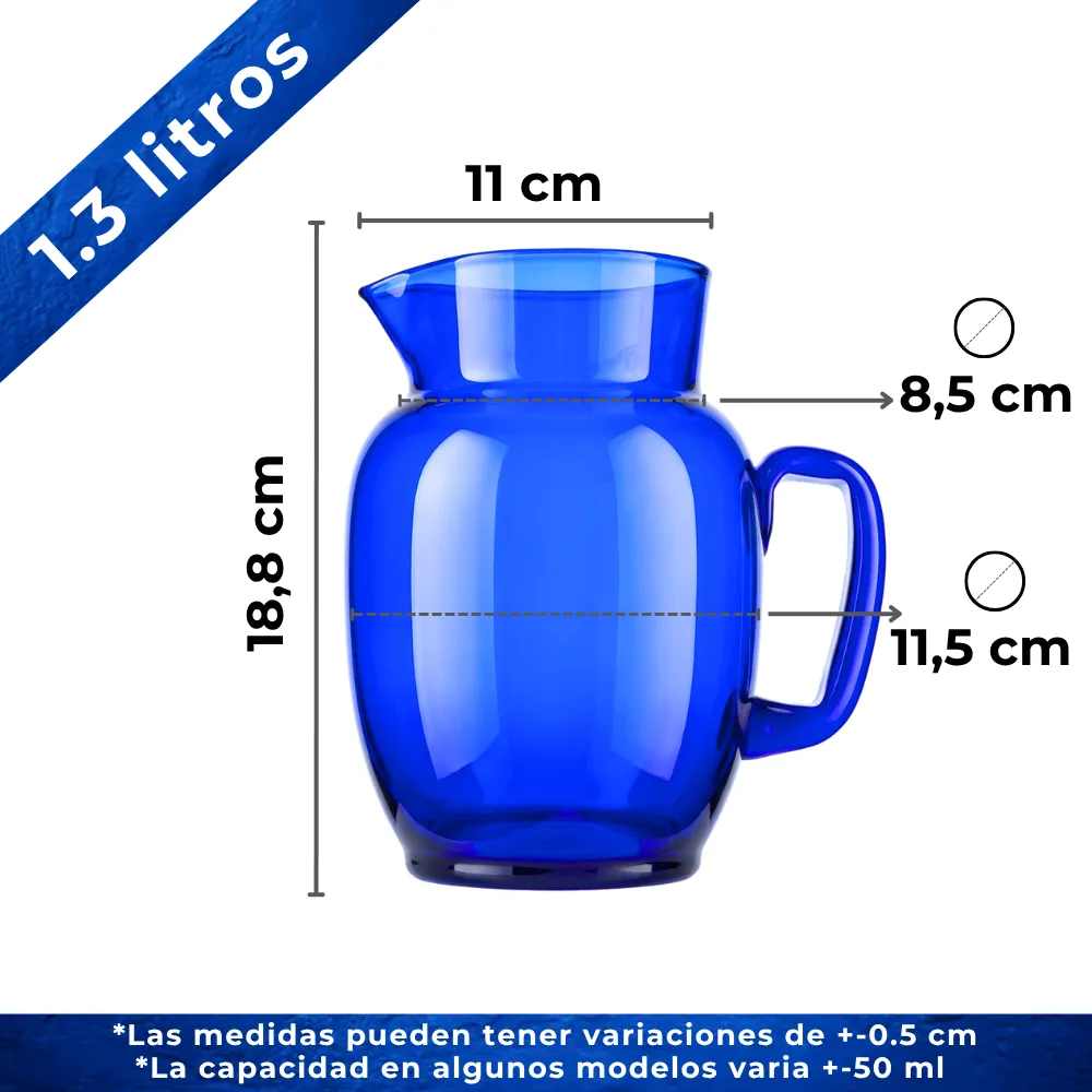 Jarra Cogua 1.3 litros azul cobalto capacidad y medidas