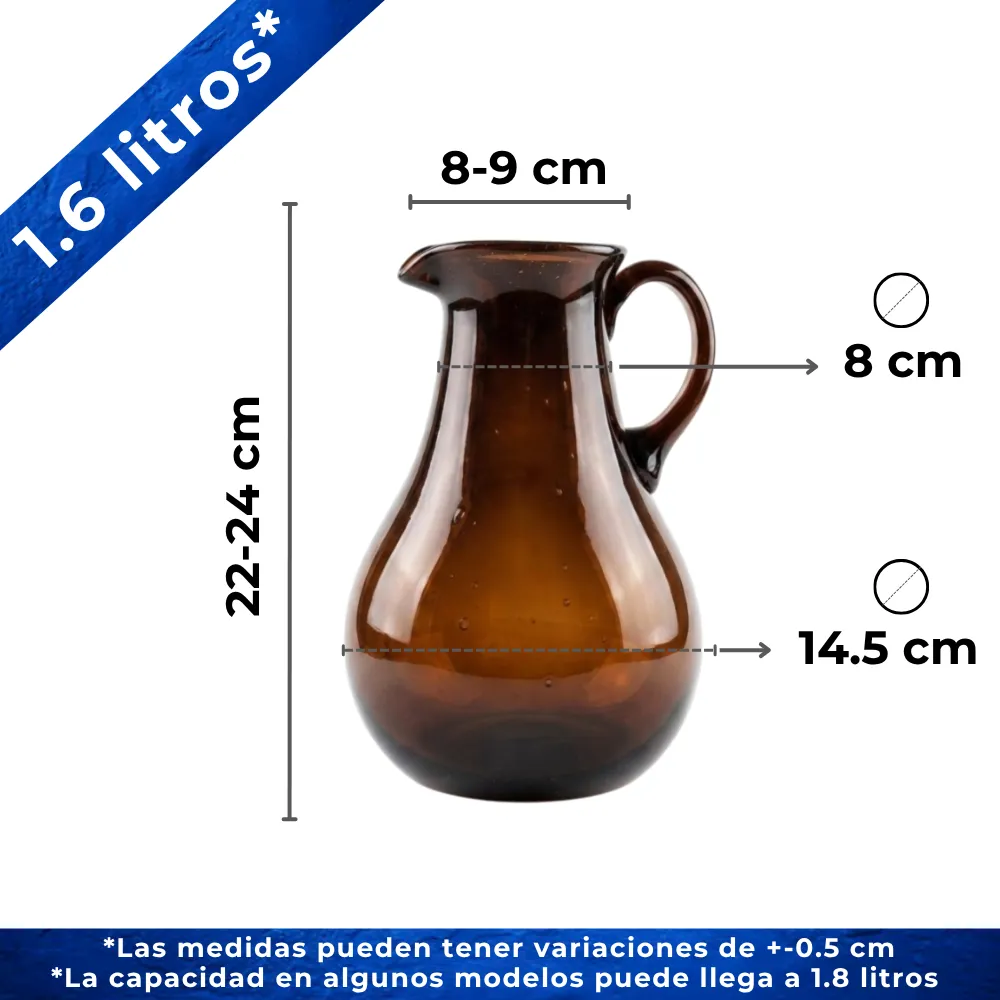 Home 58 Jarra Quimbaya 1.6 litros ambar capacidad y medidas