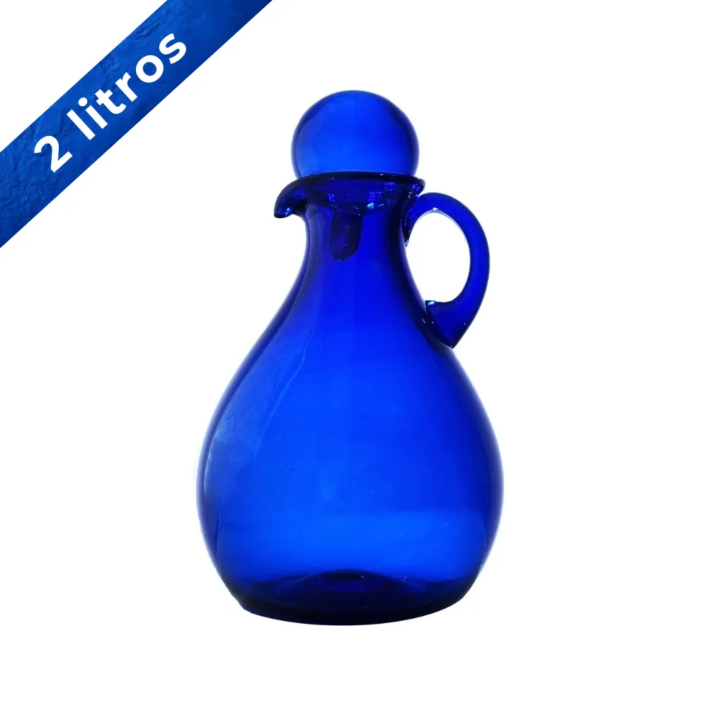 Jarra Quimbaya 2 litros azul cobalto con tapa burbuja