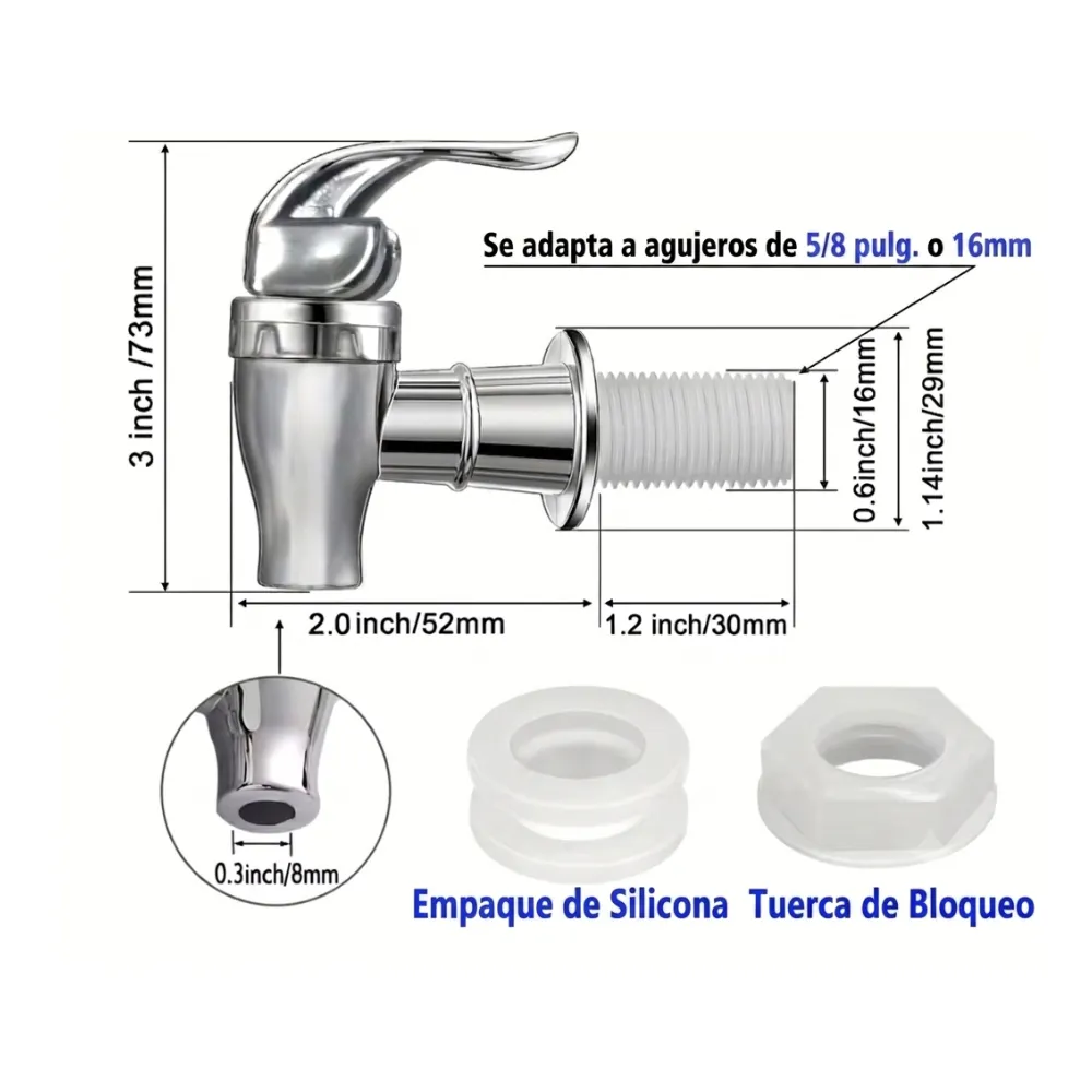 Home 66 Llave plateada 2 repuesto Dispensador medidas