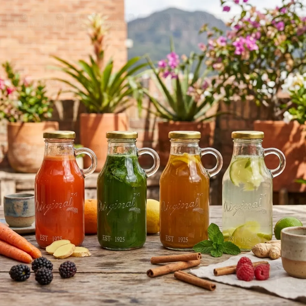Set 4 botellas vintage 250 ml con tapa dorada | Retro y perfectas para regalar - Imagen 5