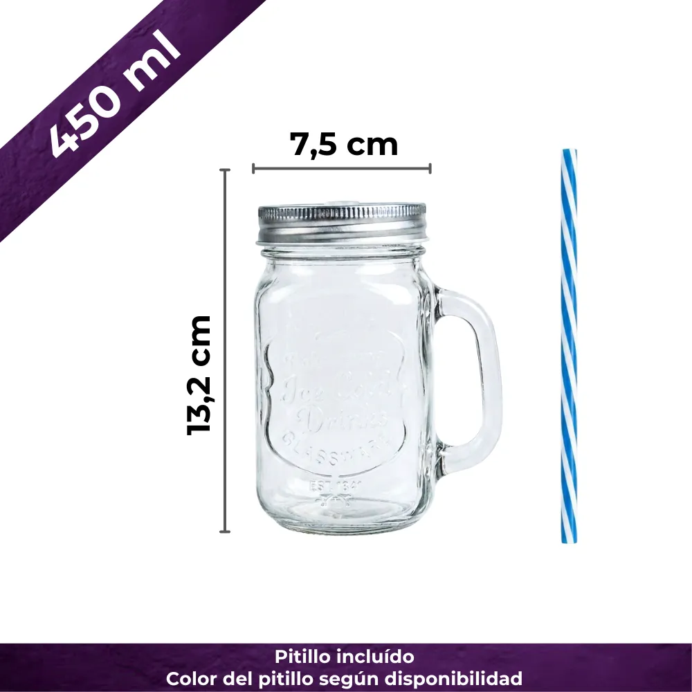 Home 78 Vaso Vintage 450 ml con pitillo capacidad y medidas