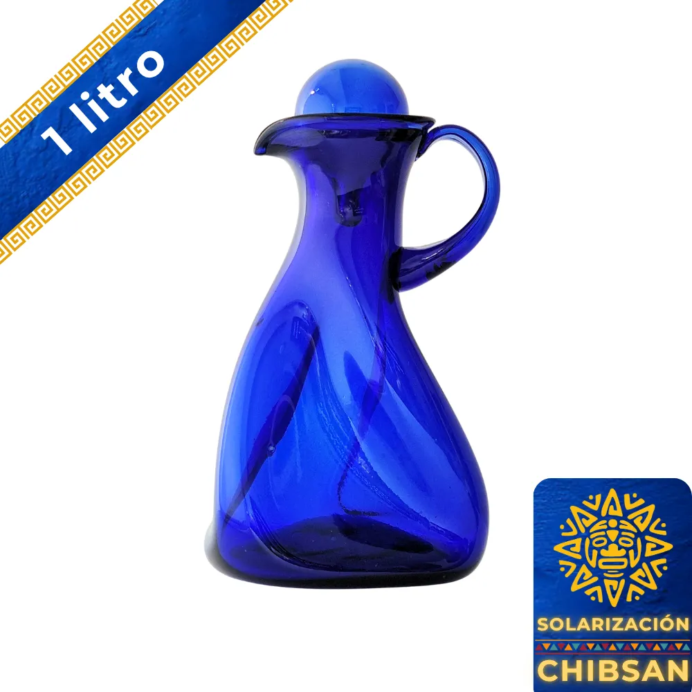 Jarra Chibsan 1 litro azul cobalto con tapa portada