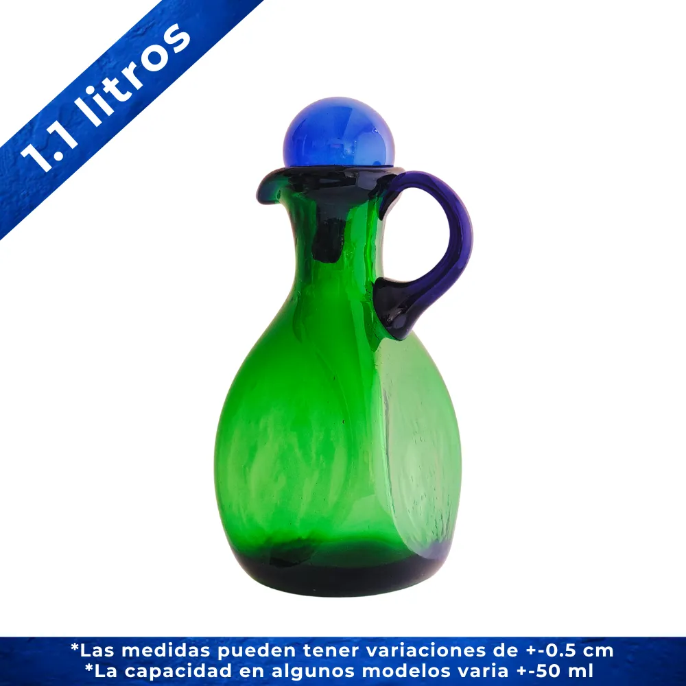 Home 53 Jarra Hidalgo 1.1 Litros verde con tapa azul cobalto