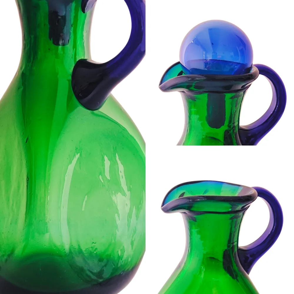 Home 57 Jarra Hidalgo 1.1 litros verde tapa azul cobalto enfoque