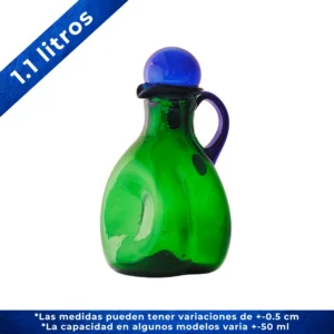 Jarra Jalisco 1.1 litros verde con tapa azul cobalto