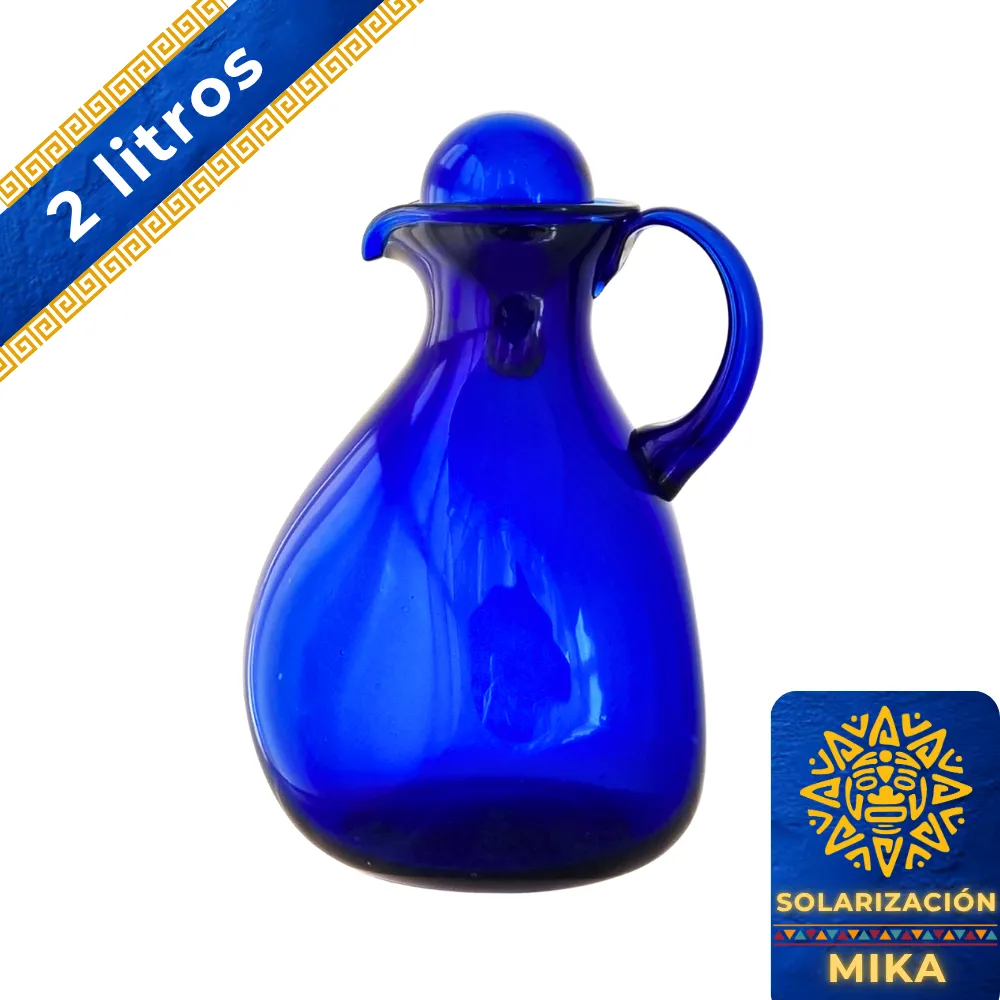 Jarra Mika 2 litros azul cobalto con tapa portada