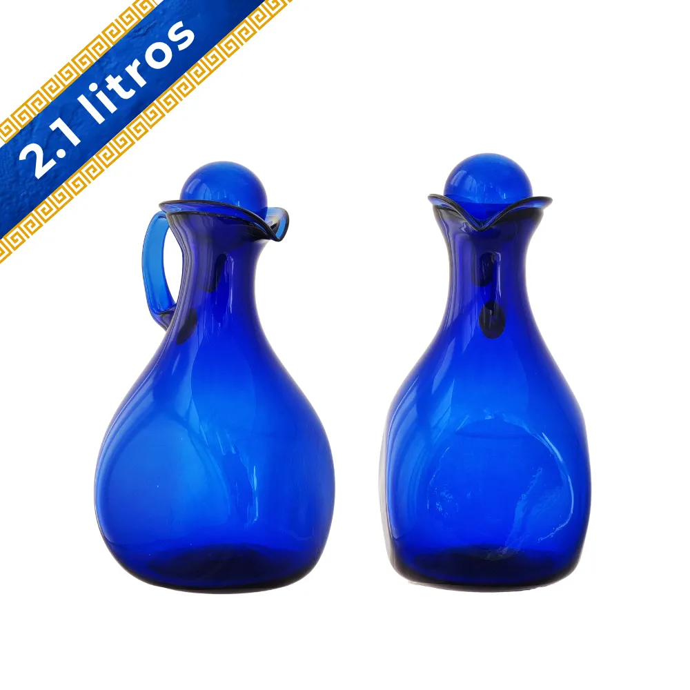 Jarra Muecha 2.1 litros azul cobalto con tapa angulos