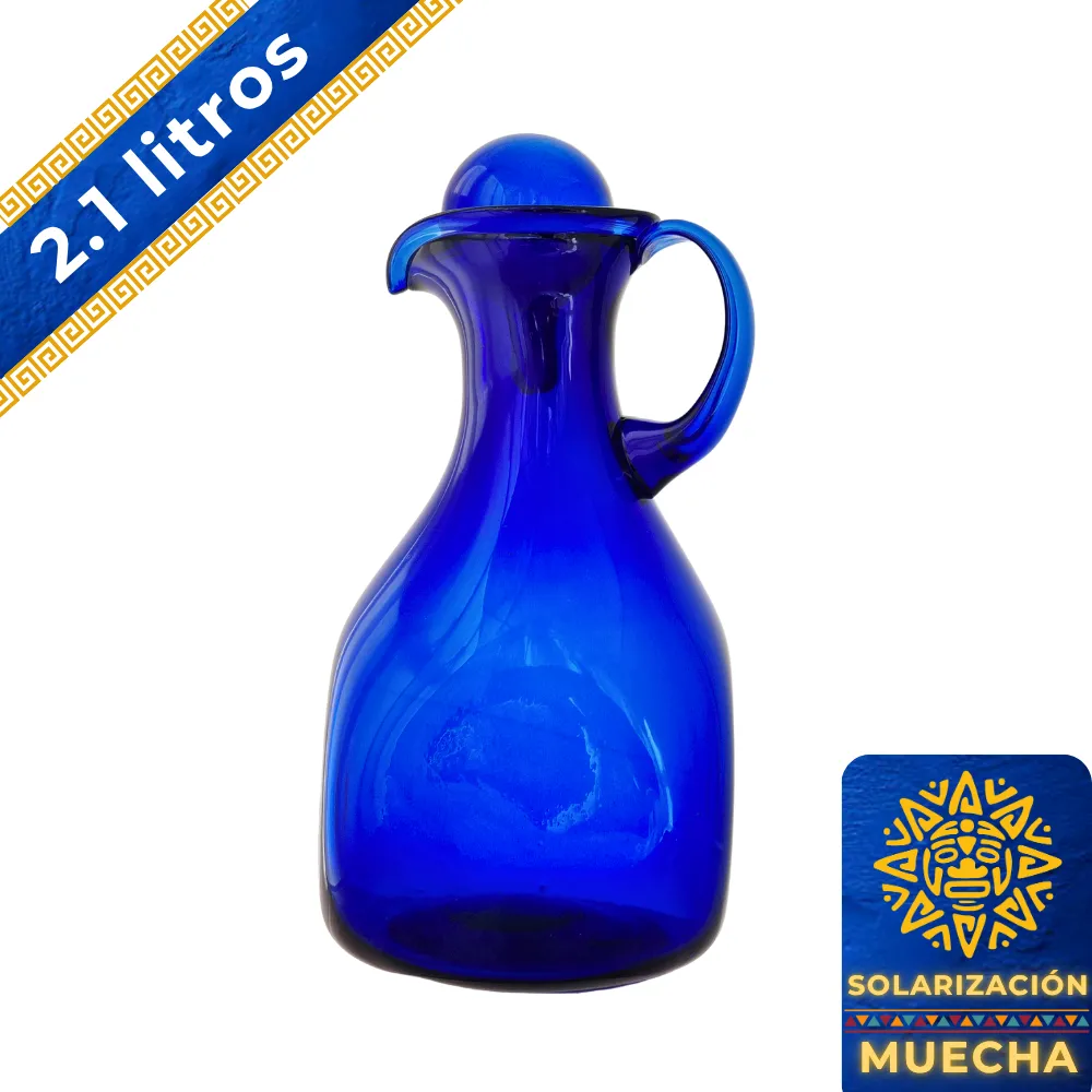 Jarra Muecha 2.1 litros azul cobalto con tapa portada