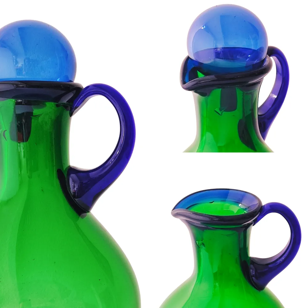 Home 63 Jarra Puebla 1.6 litros verde linea y tapa azul cobalto enfoque