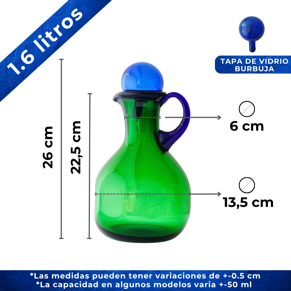 Home 62 Jarra Puebla 1.6 litros verde linea y tapa azul cobalto