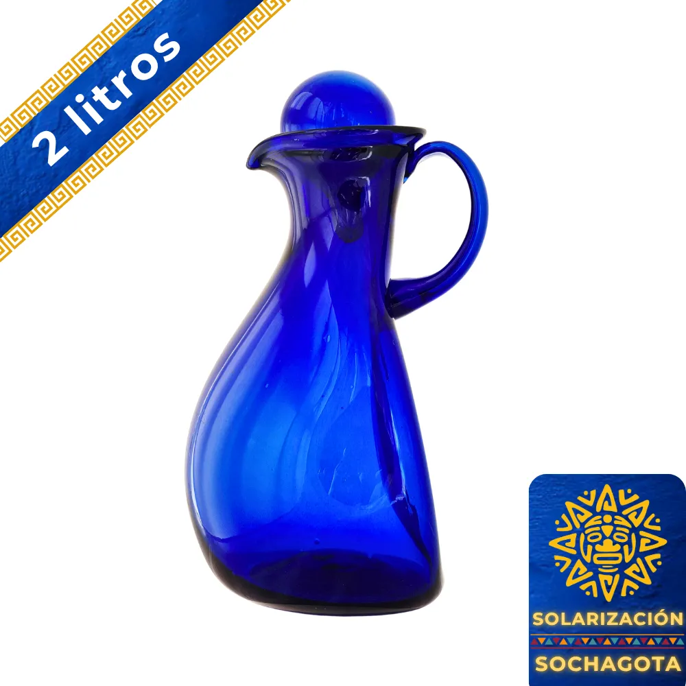 Jarra Sochagota 2 litros azul cobalto con tapa portada
