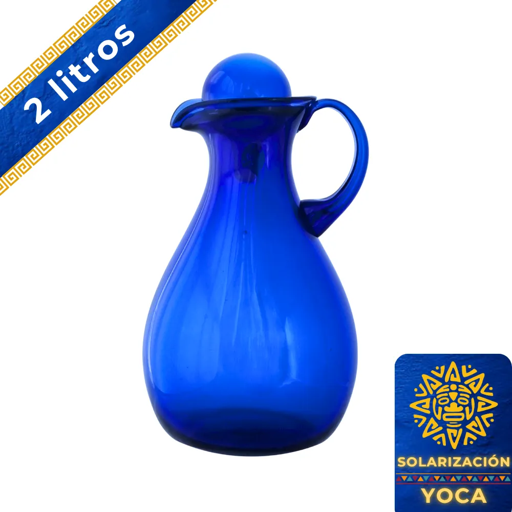 Jarra Yoca 2 litros azul cobalto con tapa portada