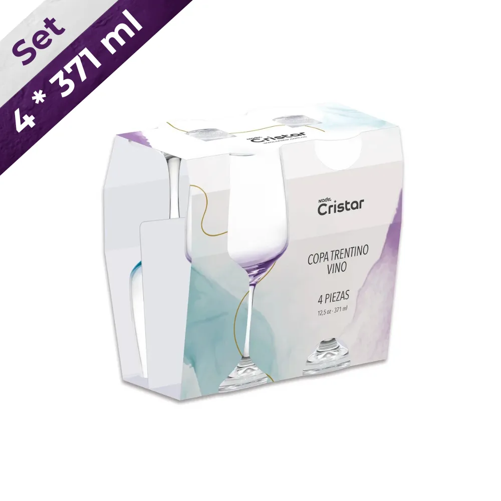 Set 4 Copas vino Trentino 371 ml edicion especial canastilla