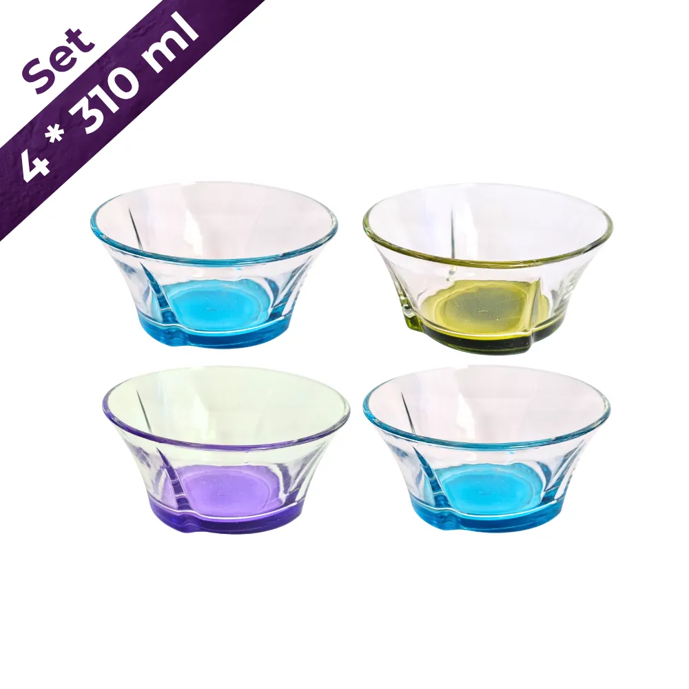 Set 4 Flaneras de vidrio 310 ml base color