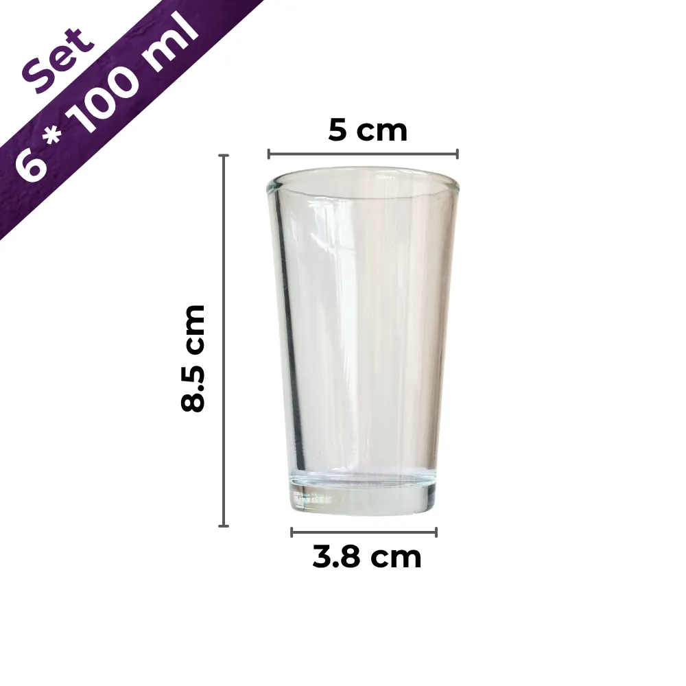 Set 6 Copas Aguardiente 100 ml capacidad y medidas