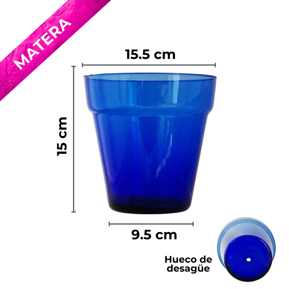 Home 71 Matera de vidrio azul cobalto medidas y hueco