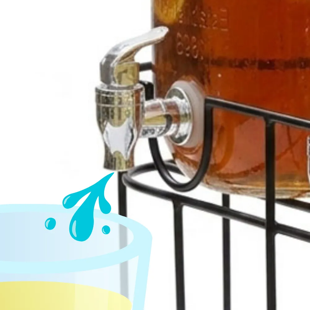 Home 57 Set 2 Dispensadores de bebidas en vidrio con base metalica animados con imagen vaso