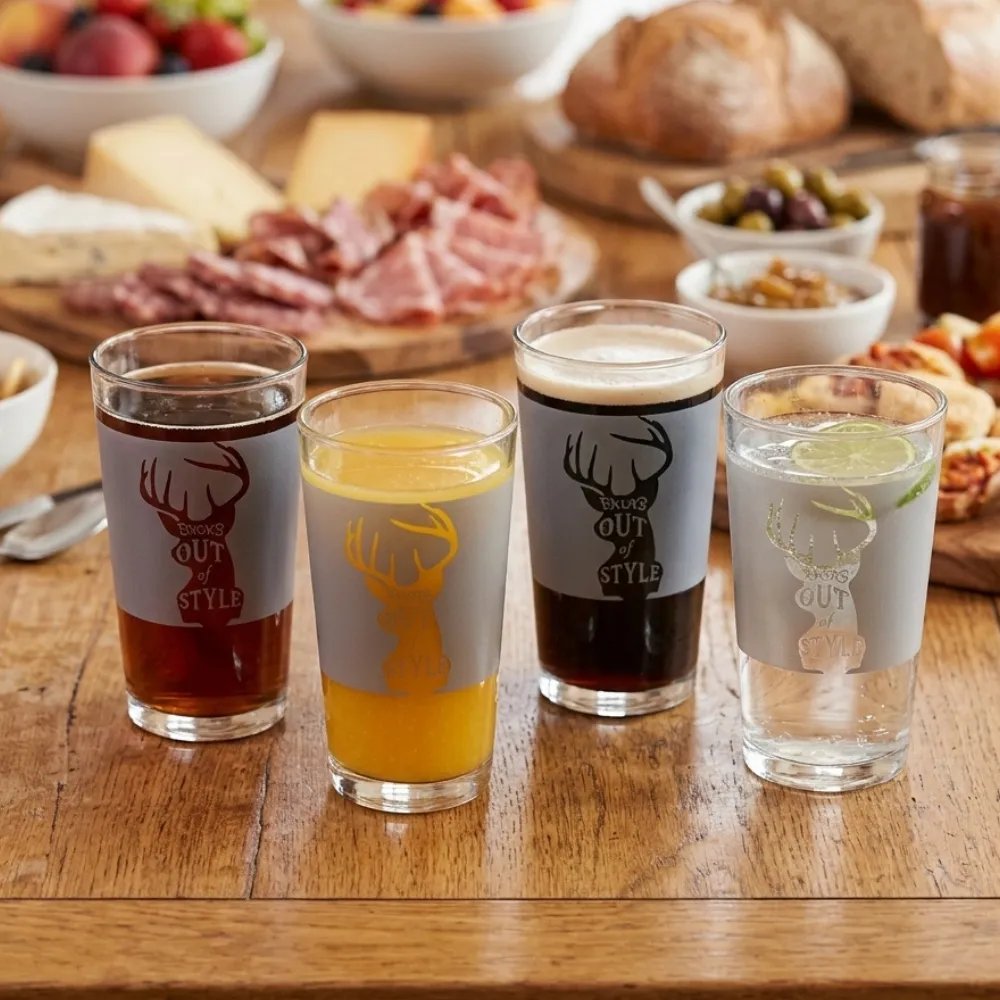 Home 59 Set 4 vasos 370 ml Wild Collection Cristar sobre mesa de madera con bebidas