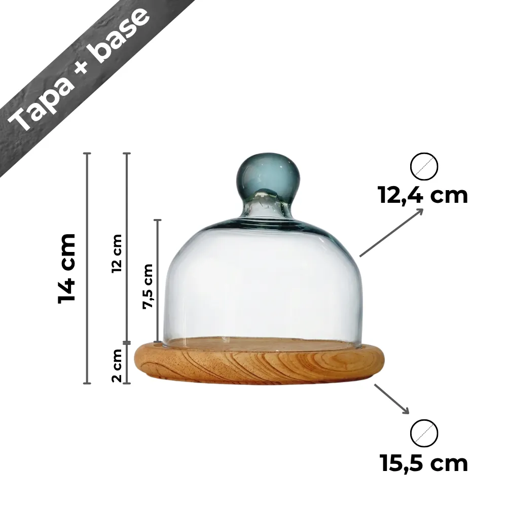 Tapa Quesera mini con base madera medidas