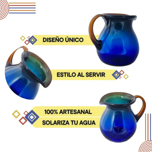 Jarra Zié pequeña 1.4 Litros azul cobalto y ámbar | Diseño para tu mesa 4 Jarra Zié pequeña 1.4 Litros azul cobalto y ámbar | Diseño para tu mesa - Imagen 4