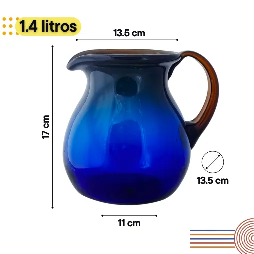 Jarra Zié pequeña 1.4 Litros azul cobalto y ámbar | Diseño para tu mesa 3 Jarra Zié pequeña 1.4 Litros azul cobalto y ámbar | Diseño para tu mesa - Imagen 3