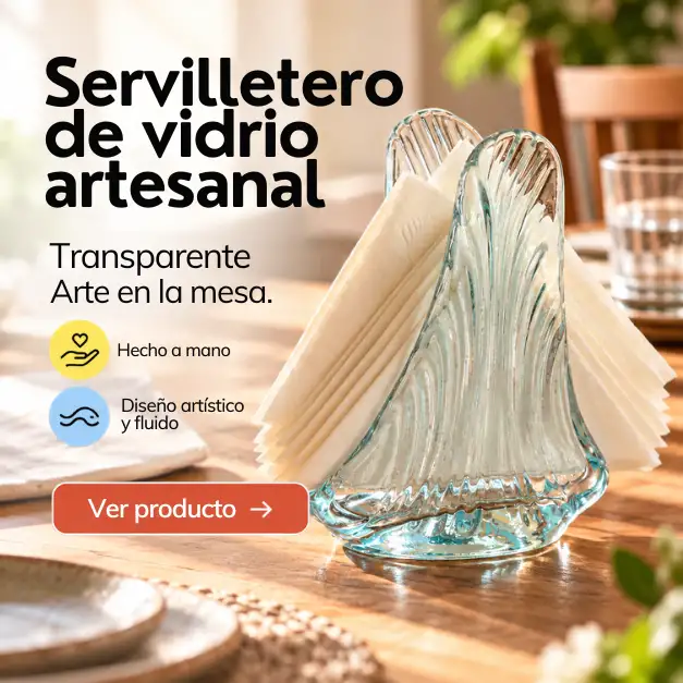 banner servilletero vidrio artesanal